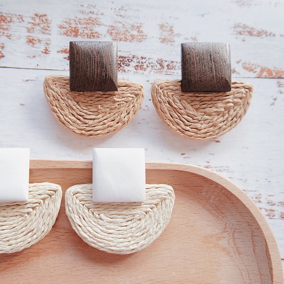 Woven Half Circle Statement Earring - Picture 2 of 5